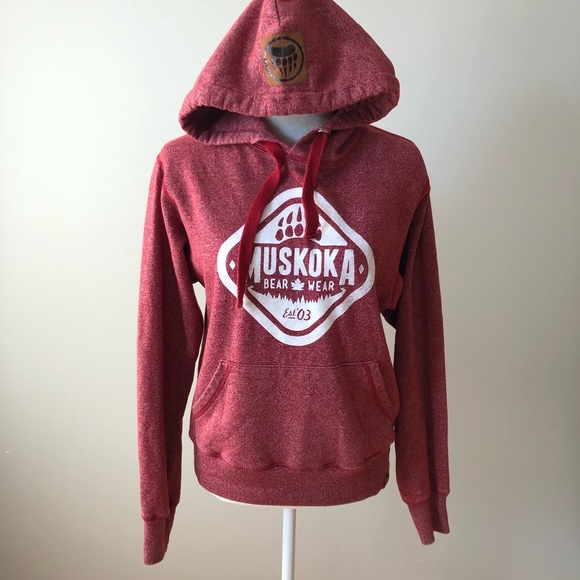Muskoka Bear Wear Hoodie Red XS - Picture 1 of 4